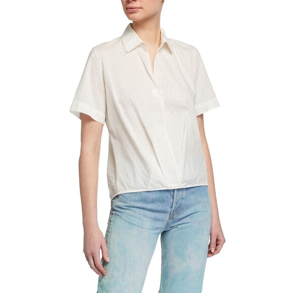 Rag & Bone Kristine Collared Pinstripe Top, Size Small Very Faint Green - Picture 1 of 6